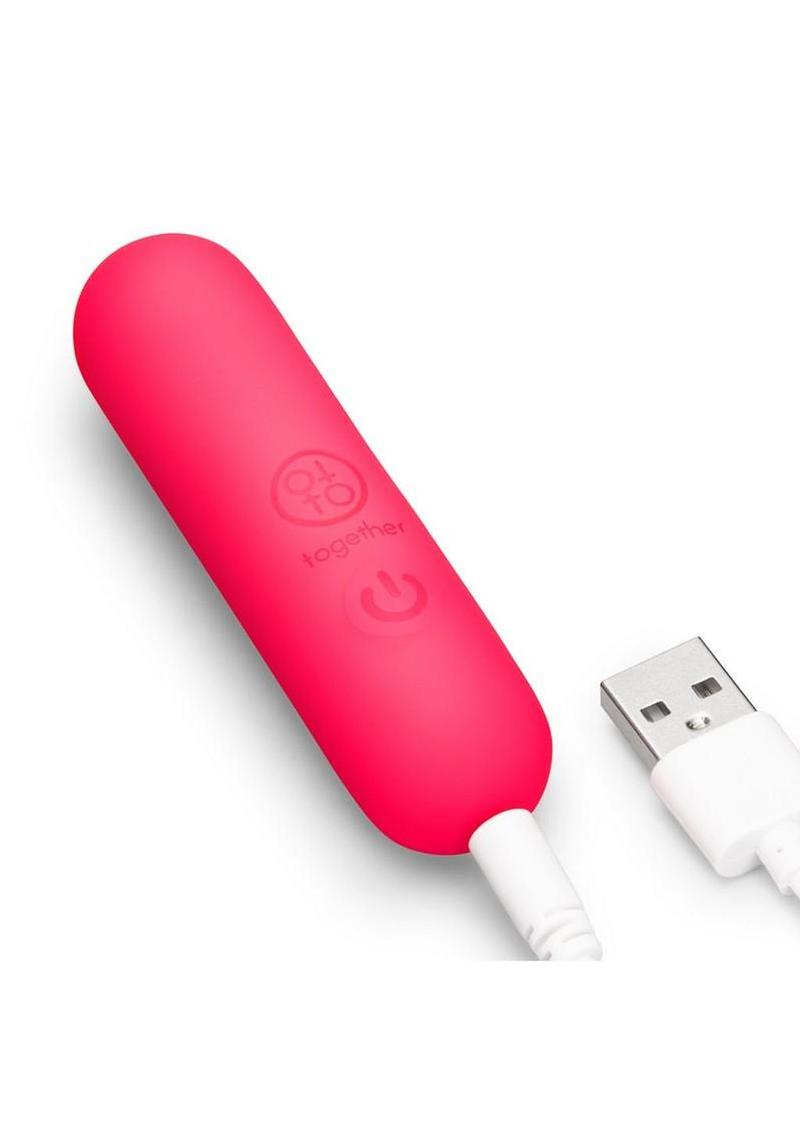 Together Spark Silicone Rechargeable Bullet Vibrator 3in - Pink - Image 3