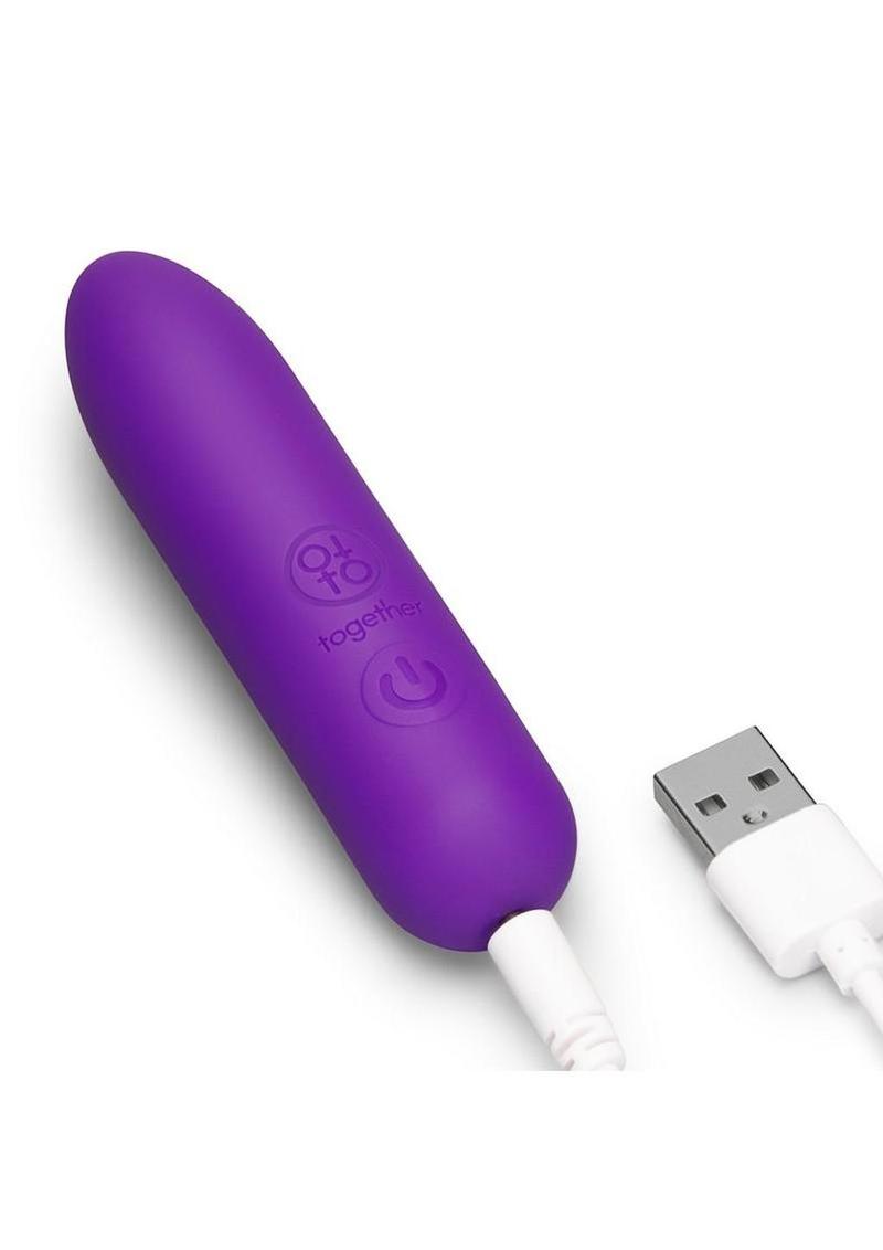 Together Point Pointy Bullet Silicone Rechargeable Vibrator 3.5in - Purple - Image 3