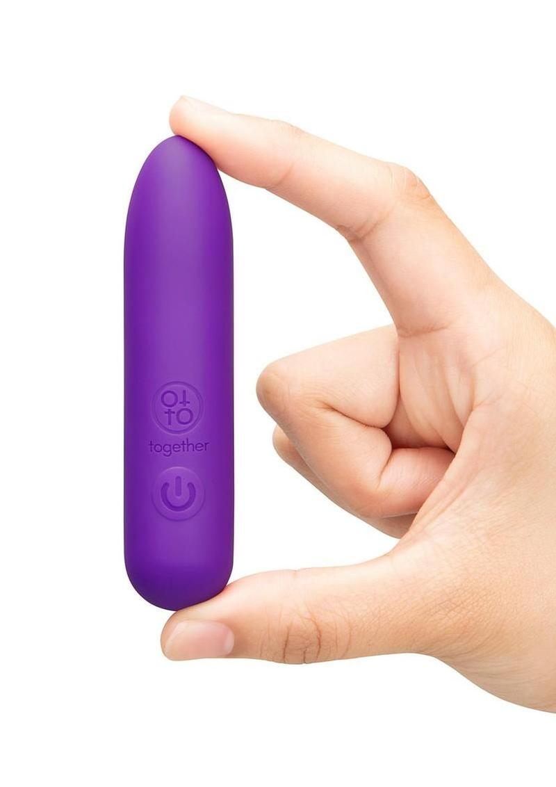 Together Point Pointy Bullet Silicone Rechargeable Vibrator 3.5in - Purple - Image 4
