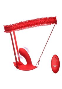 Bedroom Bliss G-Spot Silicone Rechargeable Panty Vibe with Remote Control - Red