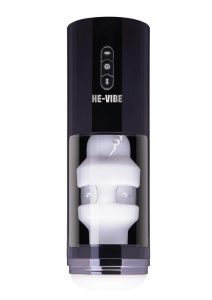 He-Vibe Thrust and Bust Rechargeable Oral Masturbator - Black/Frost